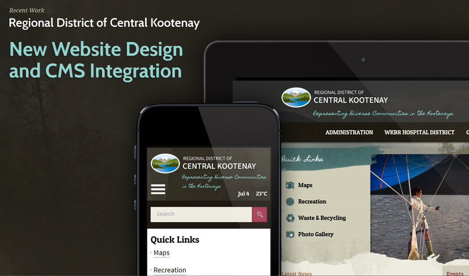 Regional District of Central Kootenay home page screenshot